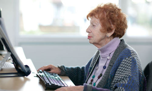 Older lady using a computer