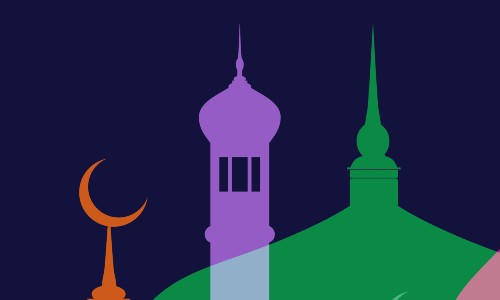 An illustration of minarets